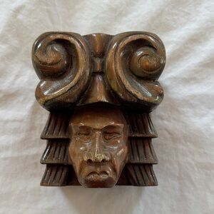 Handcrafted Incan Wooden Mask Pen/ Pencil Holder